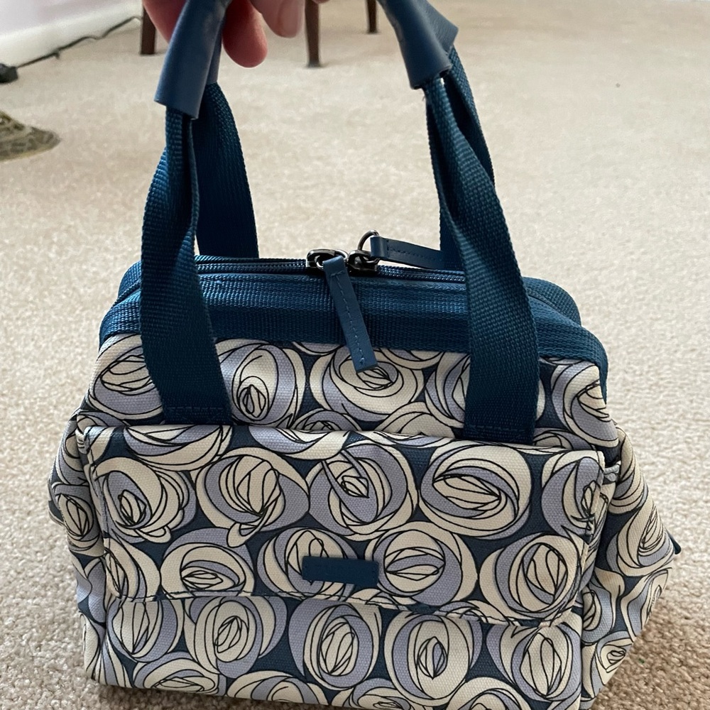 Furla Blue Canvas Flower Purse